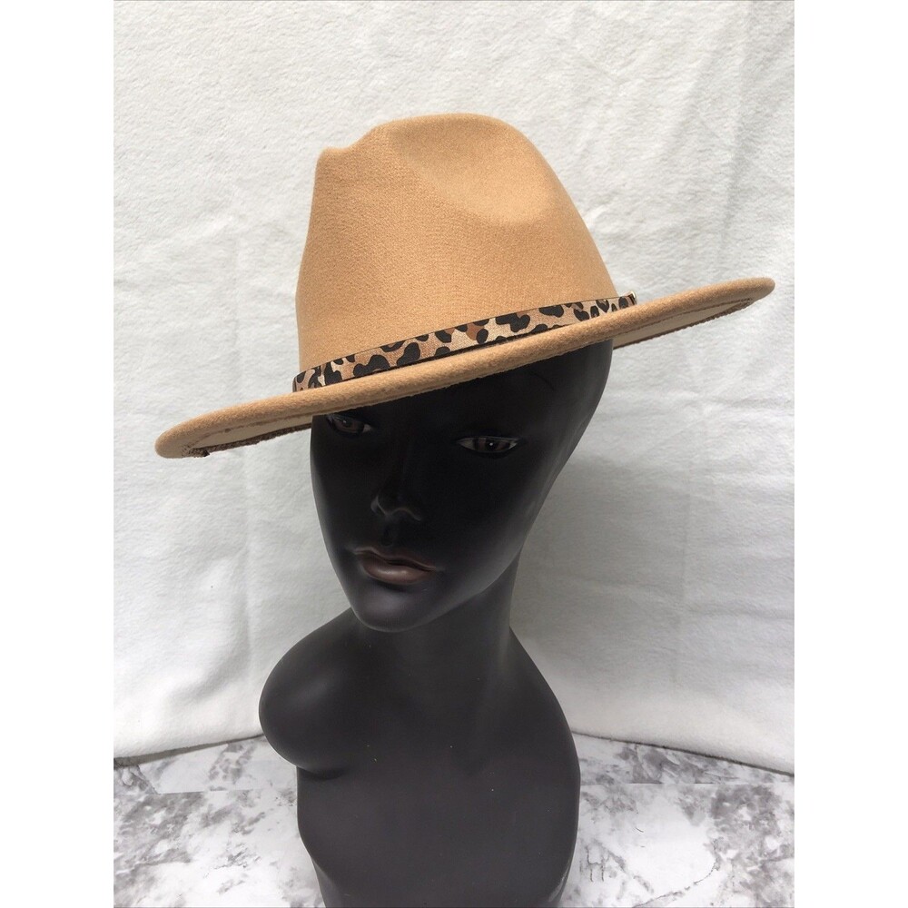 Women’s Fedora Hat Leopard Animal Print Accent Band Modern Chic Statement